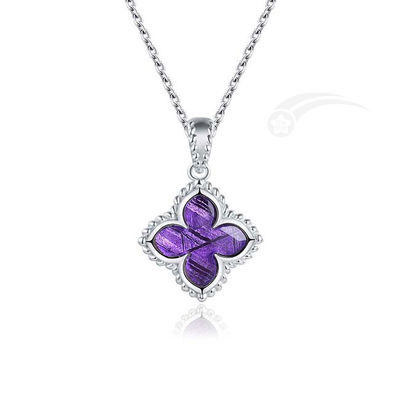 ロマンチックな紫花の隕石 925 ステルリングシルバーペンダント 12mm